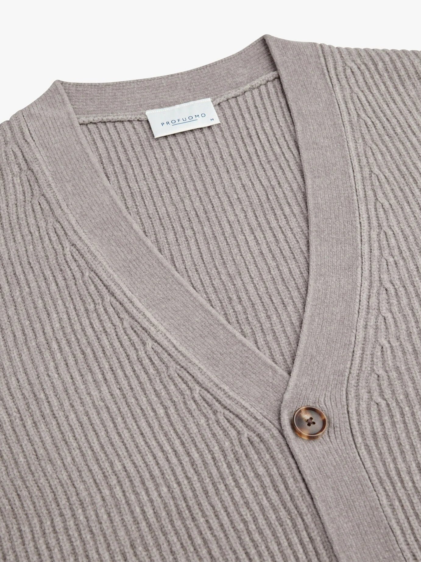 PROFUOMO - Chenille Cotton Cardigan Grijs Truien Profuomo 