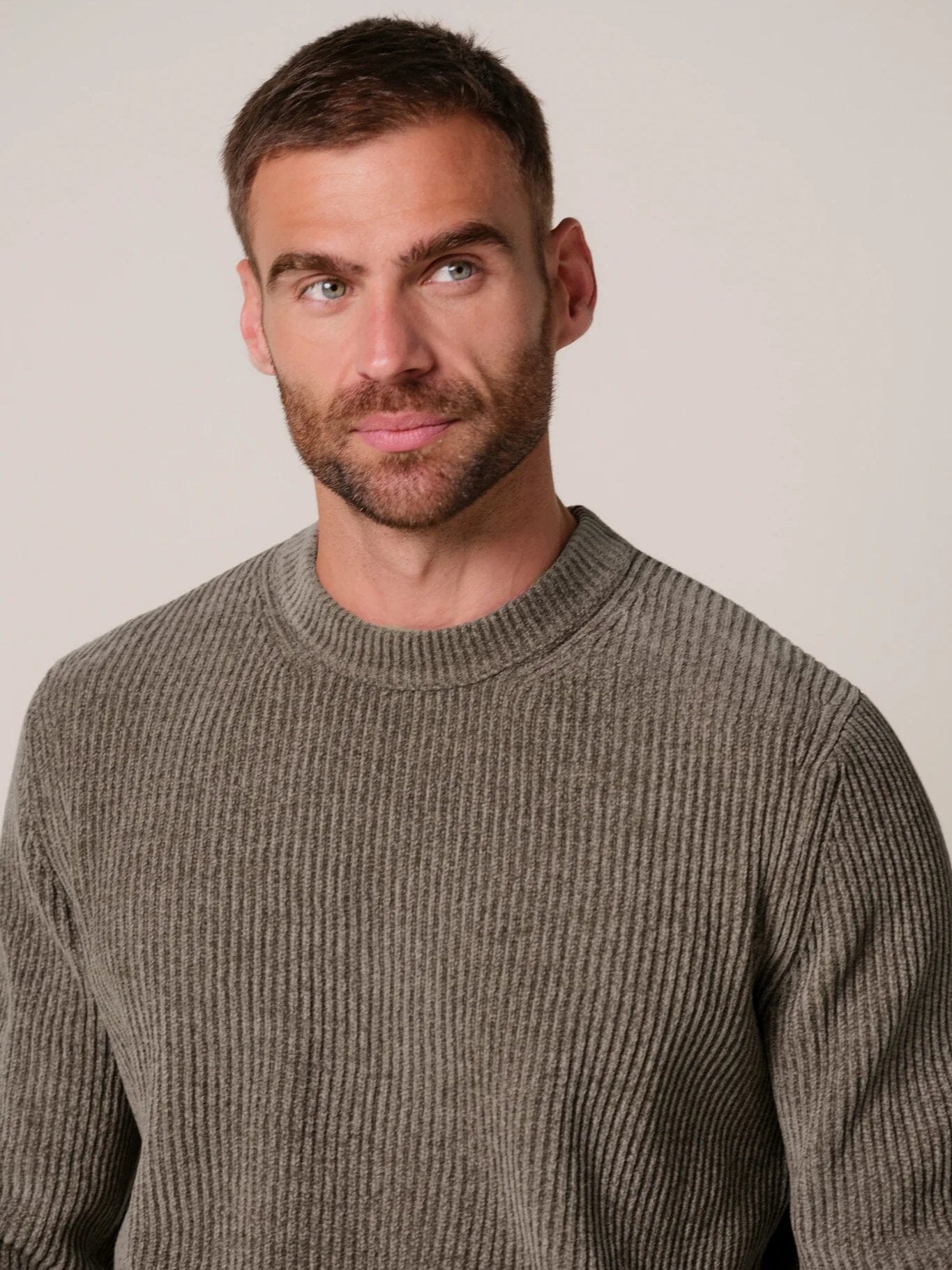 PROFUOMO - Chenille Cotton Crewneck Taupe Truien Profuomo 