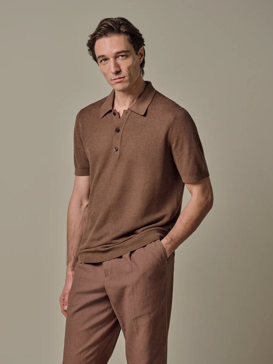 PROFUOMO - Cotton Linen Polo Clay Polo's Profuomo 