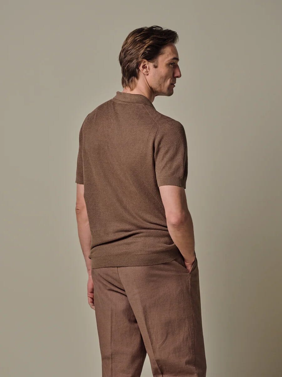 
                  
                    PROFUOMO - Cotton Linen Polo Clay Polo's Profuomo 
                  
                
