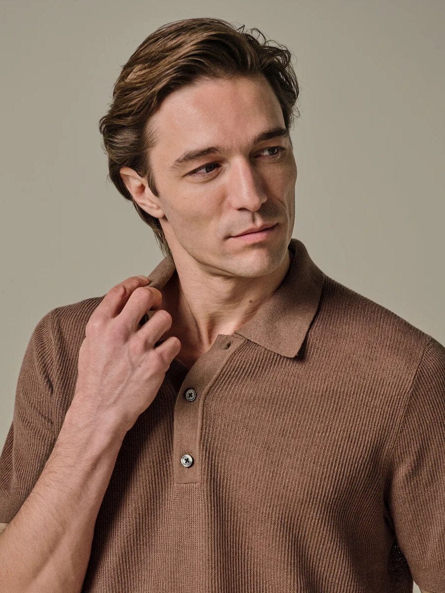 
                  
                    PROFUOMO - Cotton Linen Polo Clay Polo's Profuomo 
                  
                