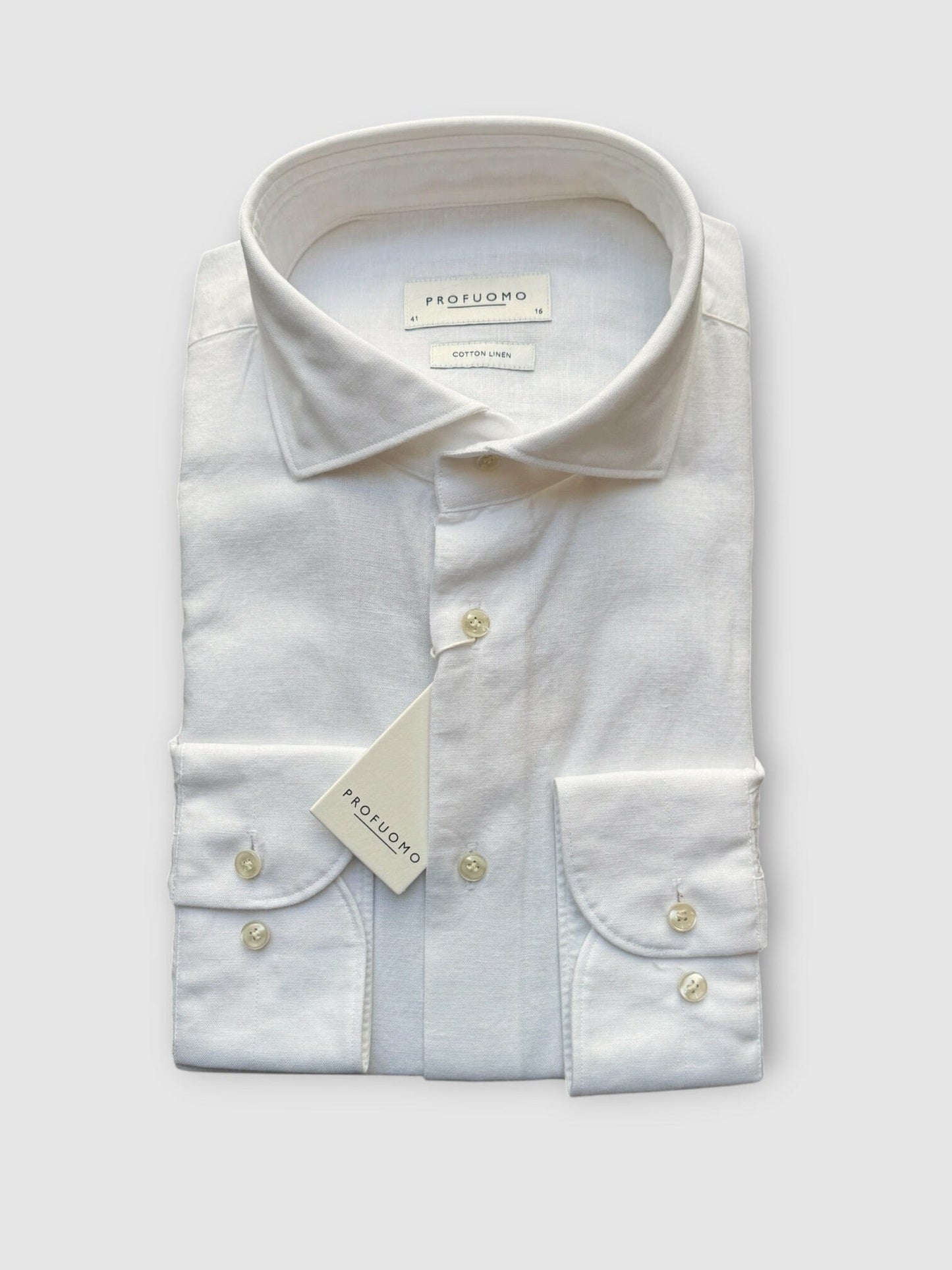 PROFUOMO - Cotton Linen Shirt White Hemden Profuomo 