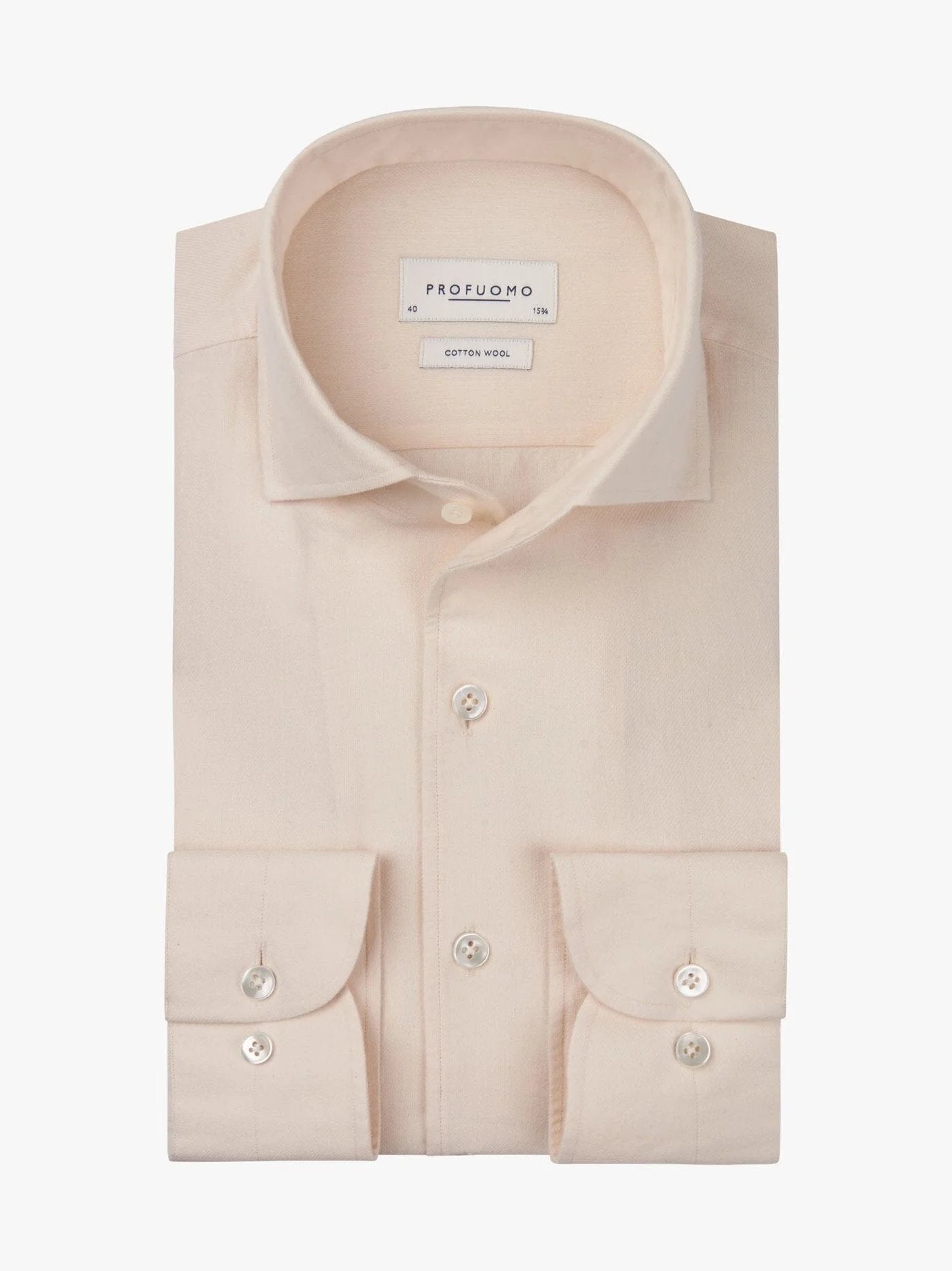 PROFUOMO - Cotton Wool One Piece Collar Lichtbeige Hemden Profuomo 