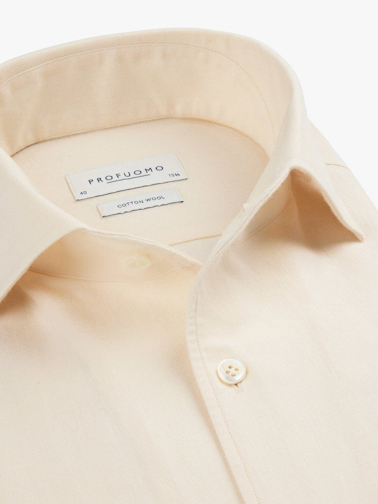 PROFUOMO - Cotton Wool One Piece Collar Lichtbeige Hemden Profuomo 