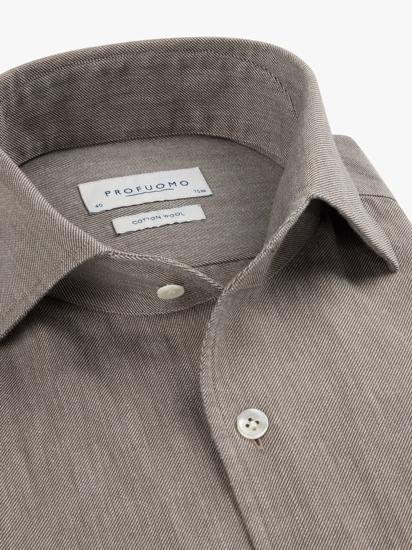 PROFUOMO - Cotton Wool One Piece Collar Lichtbruin Hemden Profuomo 