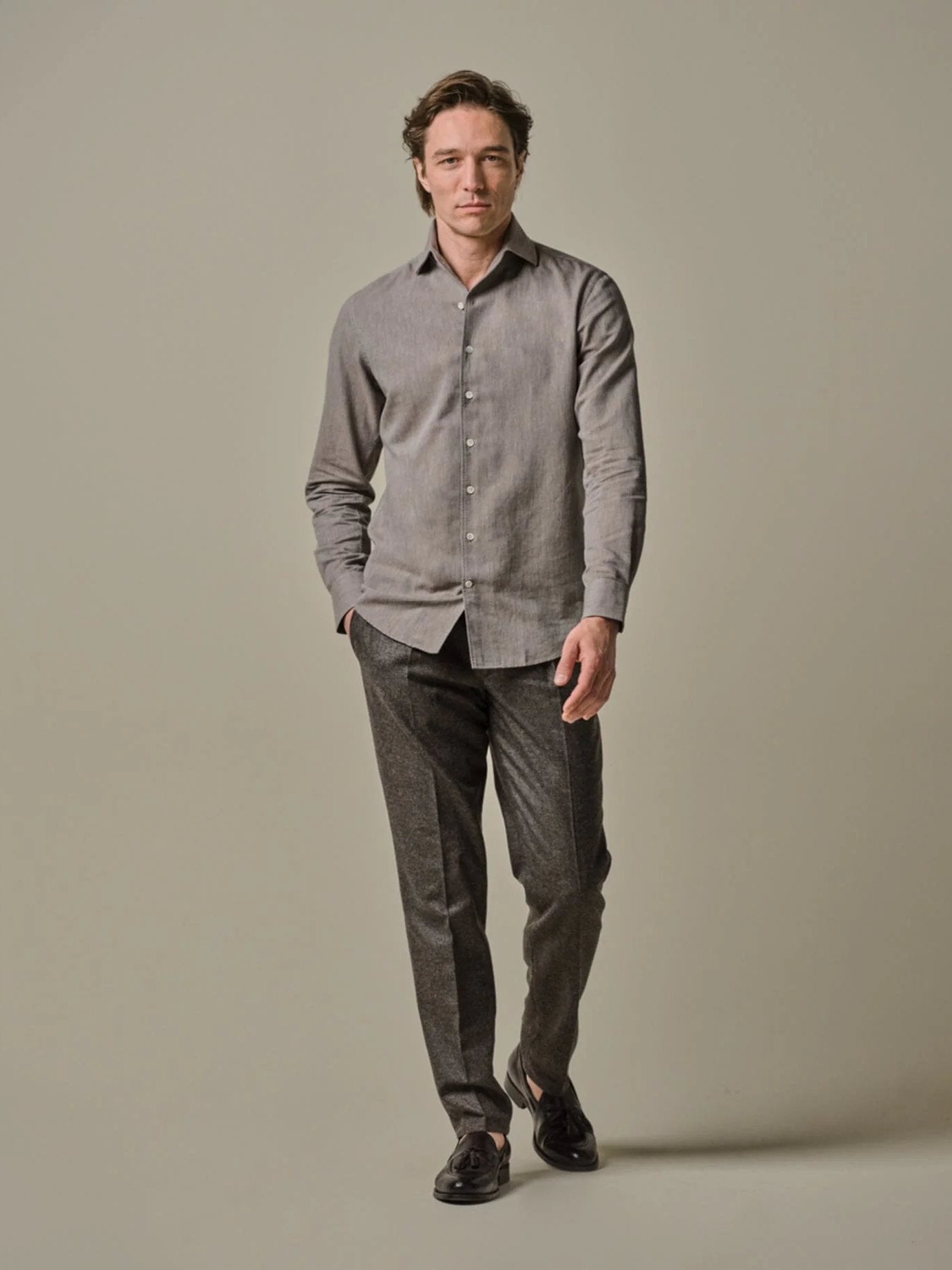 
                  
                    PROFUOMO - Cotton Wool One Piece Collar Lichtbruin Hemden Profuomo 
                  
                