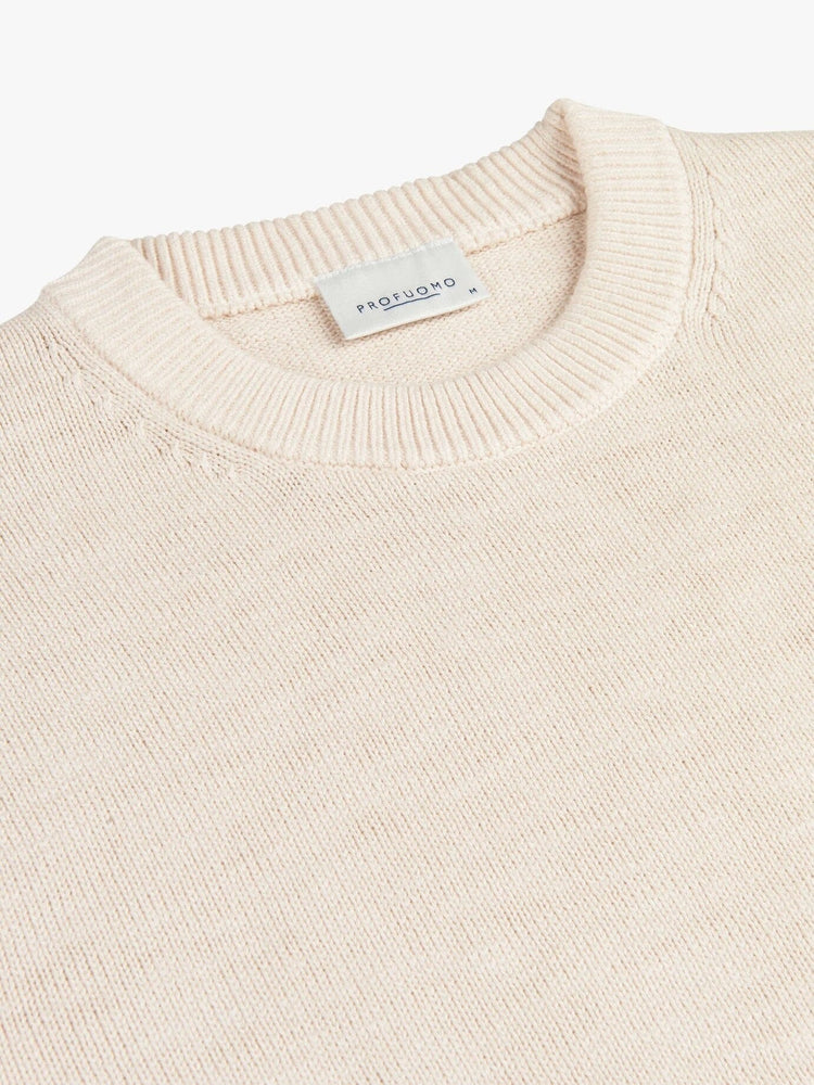 PROFUOMO - Crew Neck Sweater Off White Truien Profuomo 