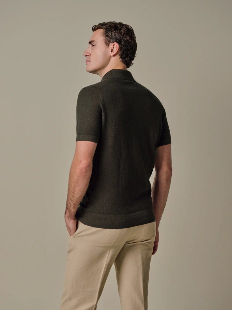 
                  
                    PROFUOMO - Dark Brown Cotton Linen Polo Polo's Profuomo 
                  
                