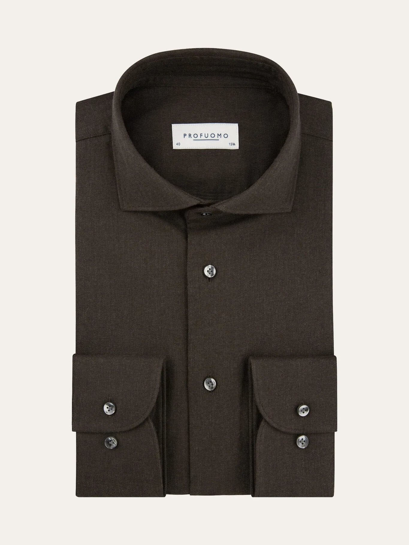 PROFUOMO - Flannel Cotton Hemd Donkerbruin Hemden Profuomo 
