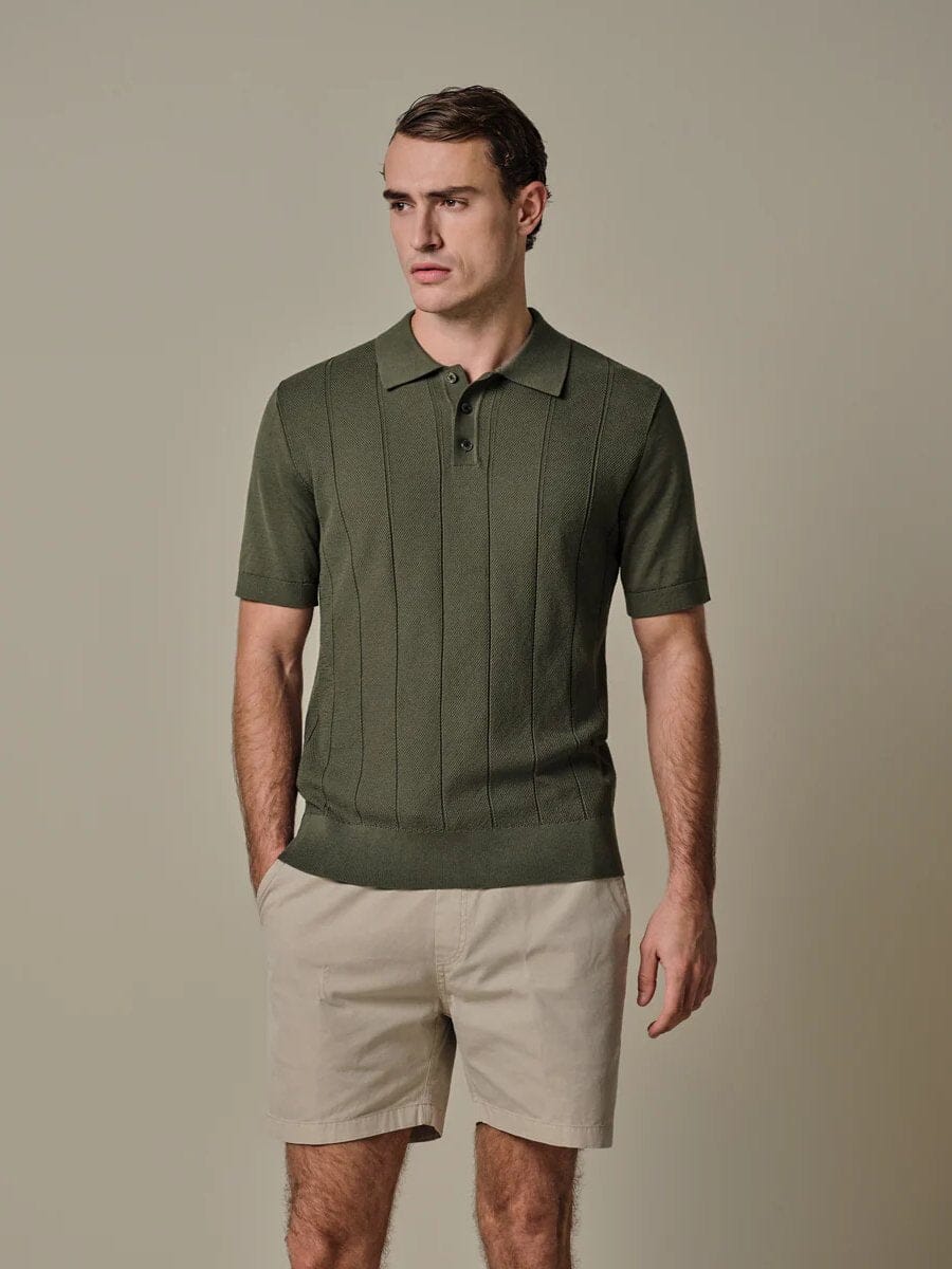 PROFUOMO - Green Aero Ease Striped Polo Polo's Profuomo 