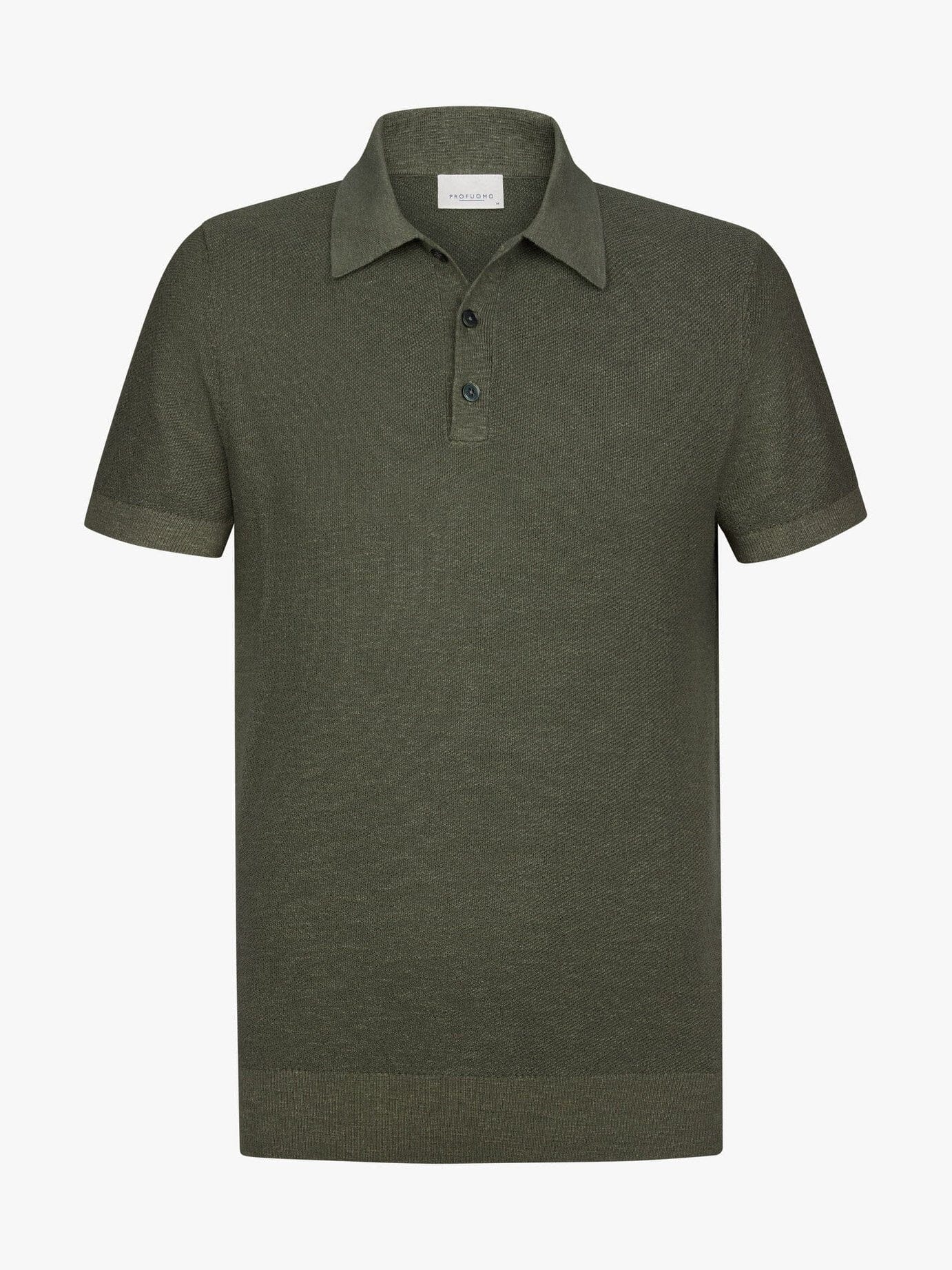 PROFUOMO - Green Cotton Linen Polo Polo's Profuomo 