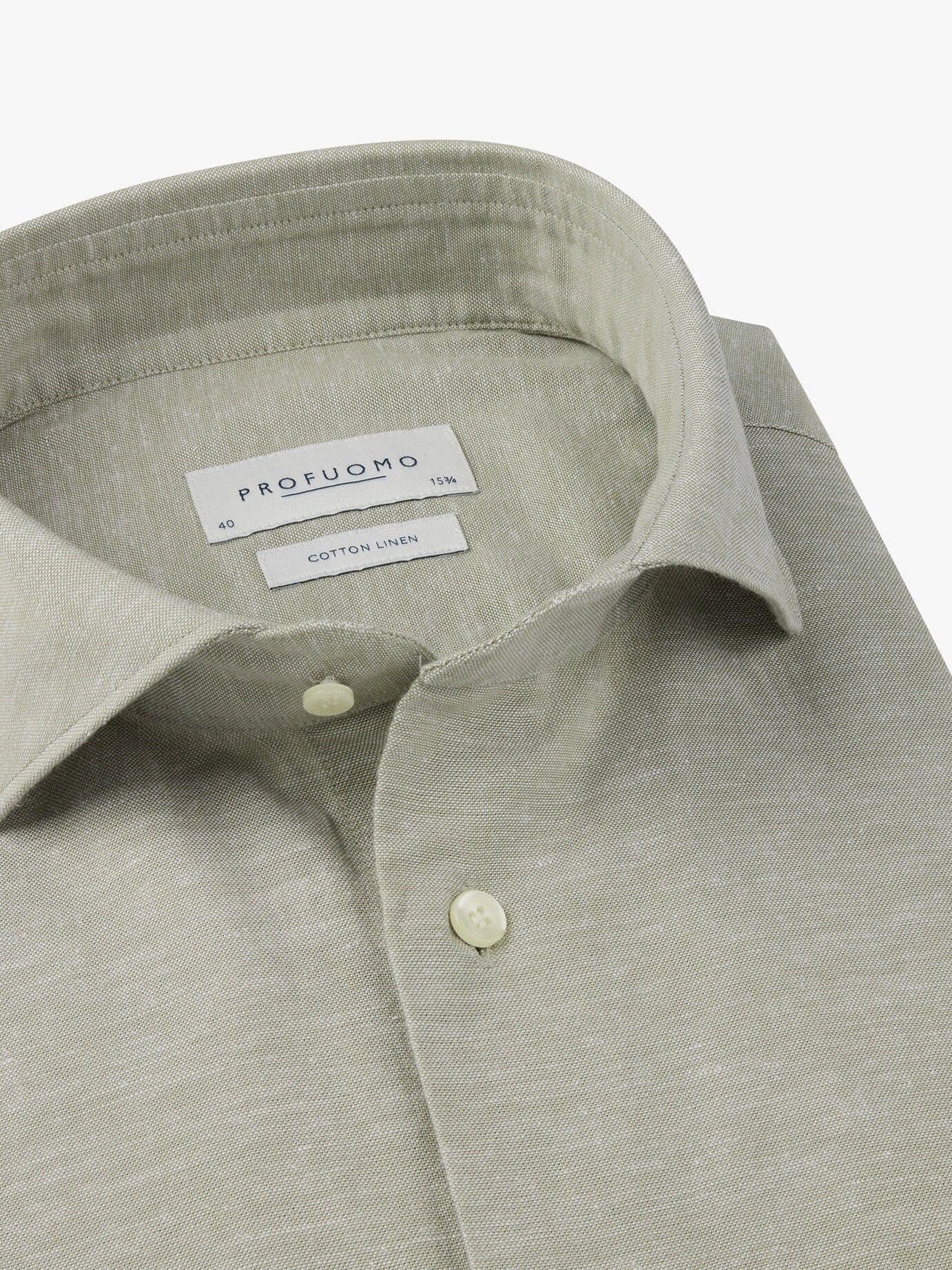 PROFUOMO - Green Cotton Linen Shirt Hemden Profuomo 