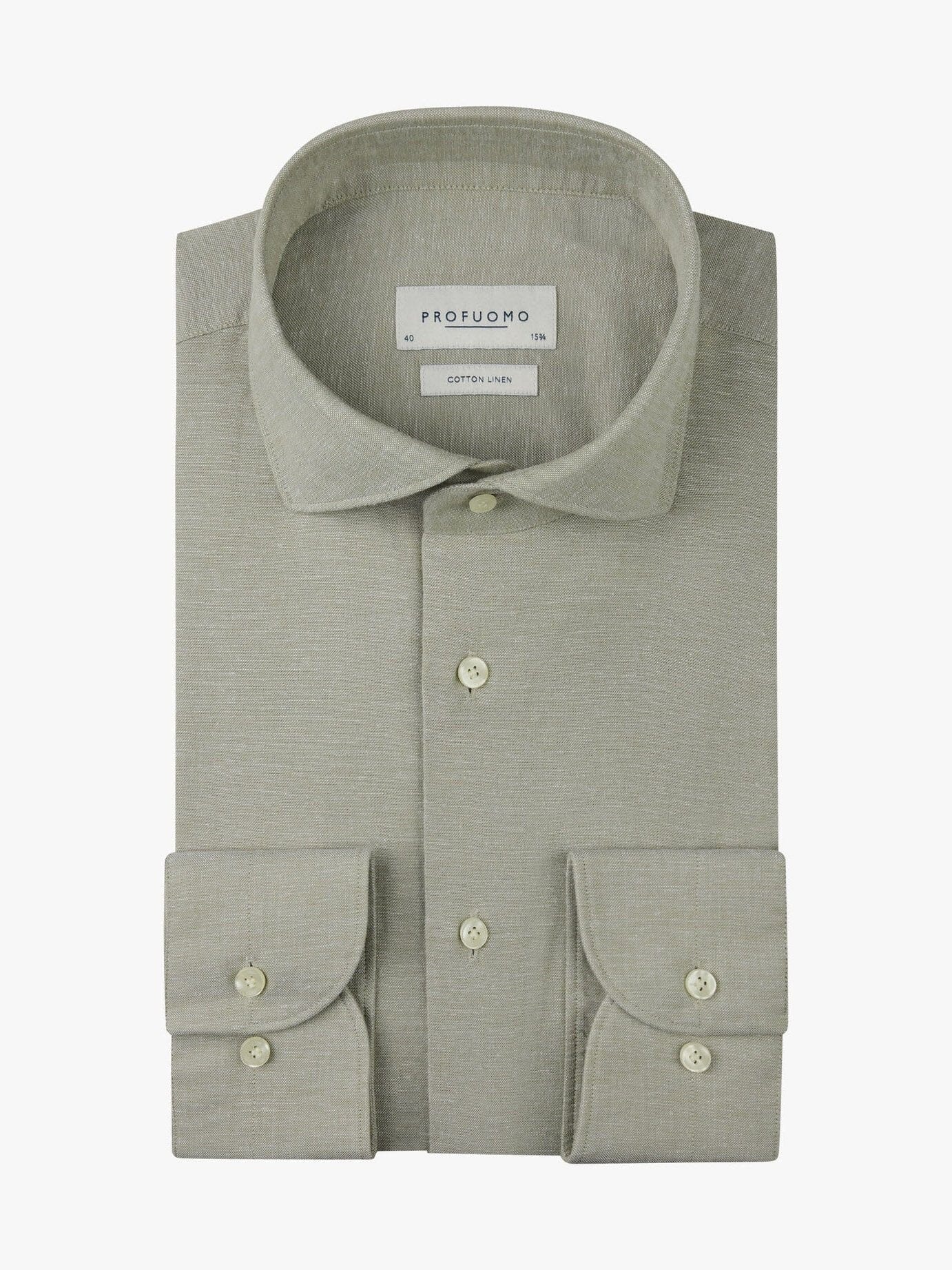 PROFUOMO - Green Cotton Linen Shirt Hemden Profuomo 