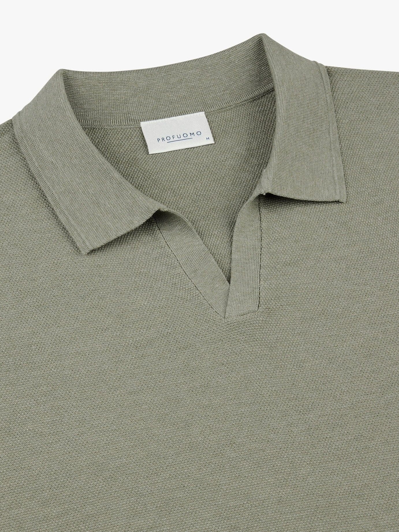 PROFUOMO - Green Luxury Basic Open Collar Polo Polo's Profuomo 