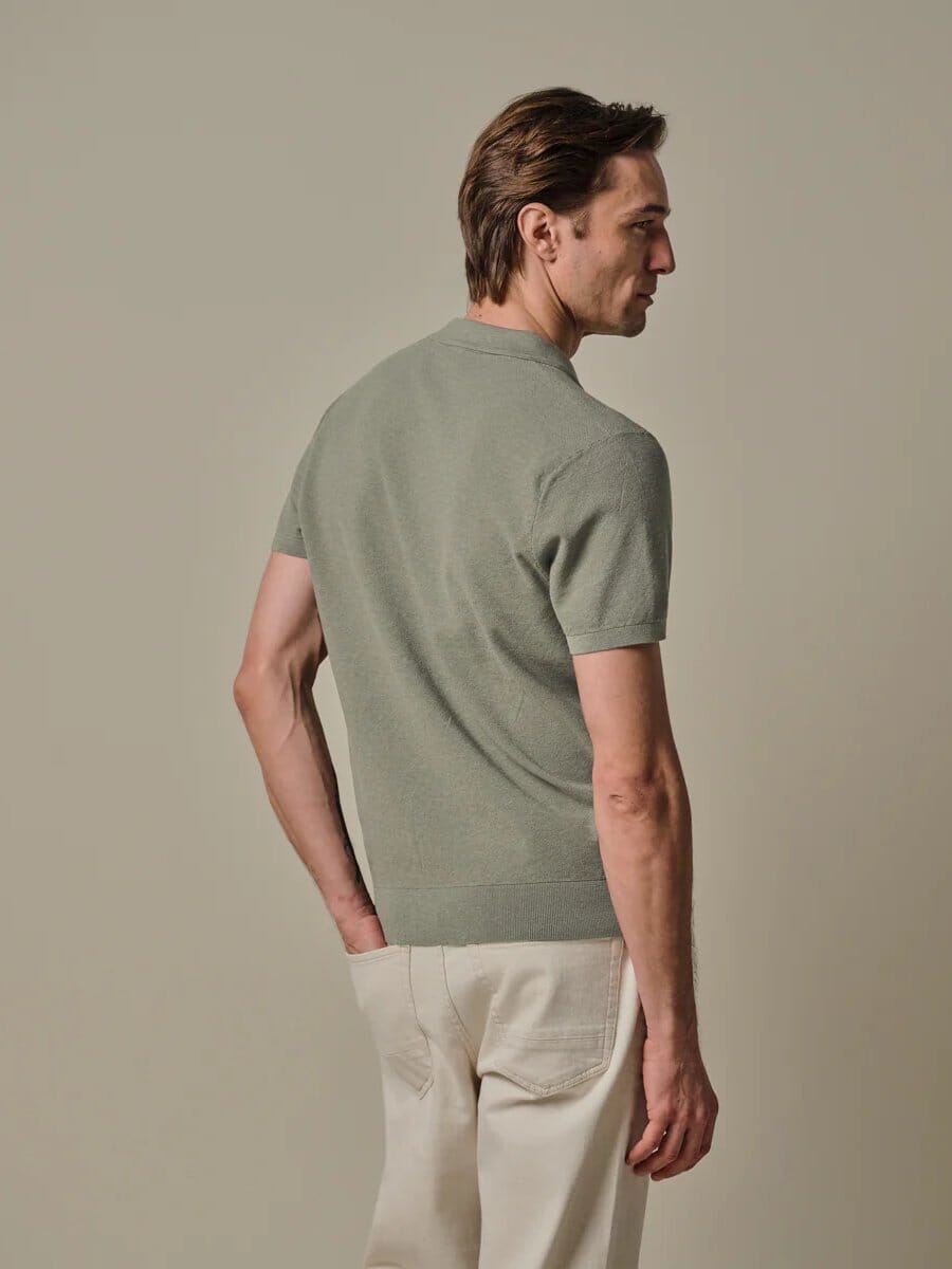 
                  
                    PROFUOMO - Green Luxury Basic Open Collar Polo Polo's Profuomo 
                  
                