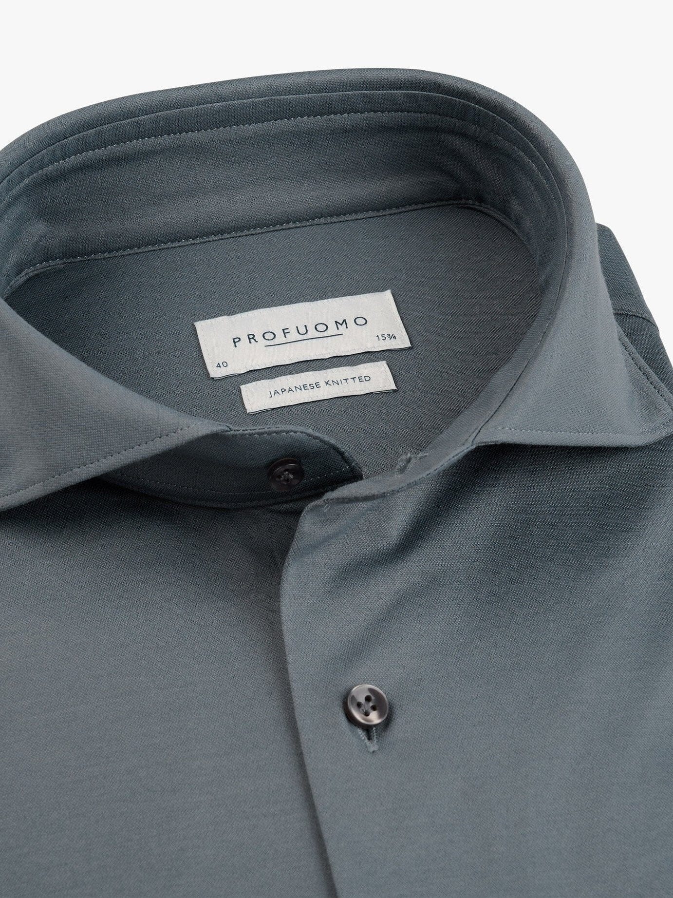 PROFUOMO - Grey Blue Japanese Knitted Shirt Hemden Profuomo 