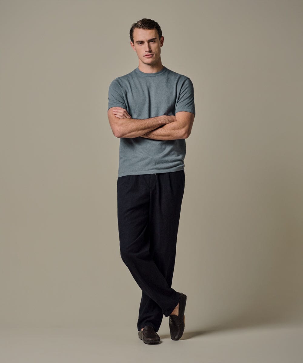 PROFUOMO - Grey blue linen cotton T-shirt T-shirts Profuomo 