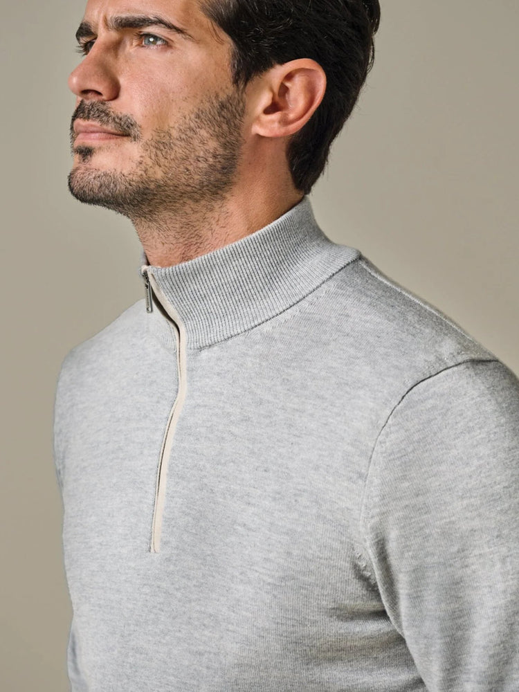 PROFUOMO - Grey Wool Blend Half Zip Truien Profuomo 