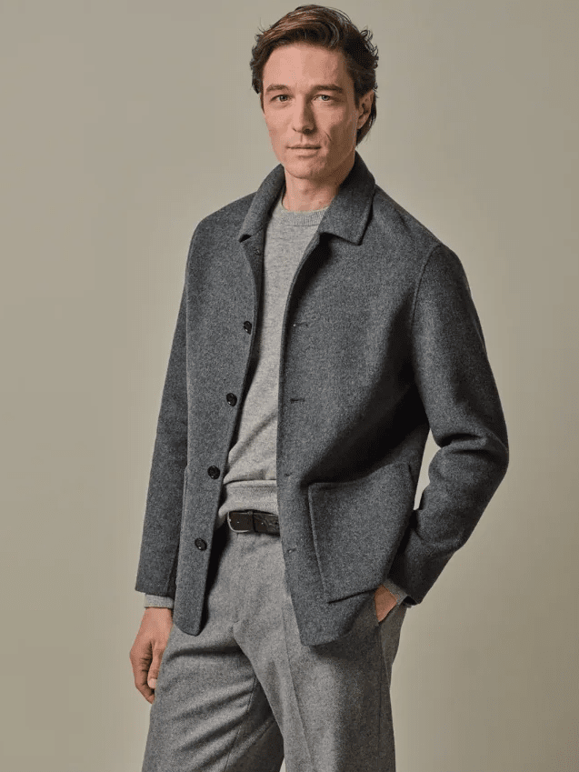 PROFUOMO - Grijze Wol Single Layer Overshirt Hemden Profuomo 