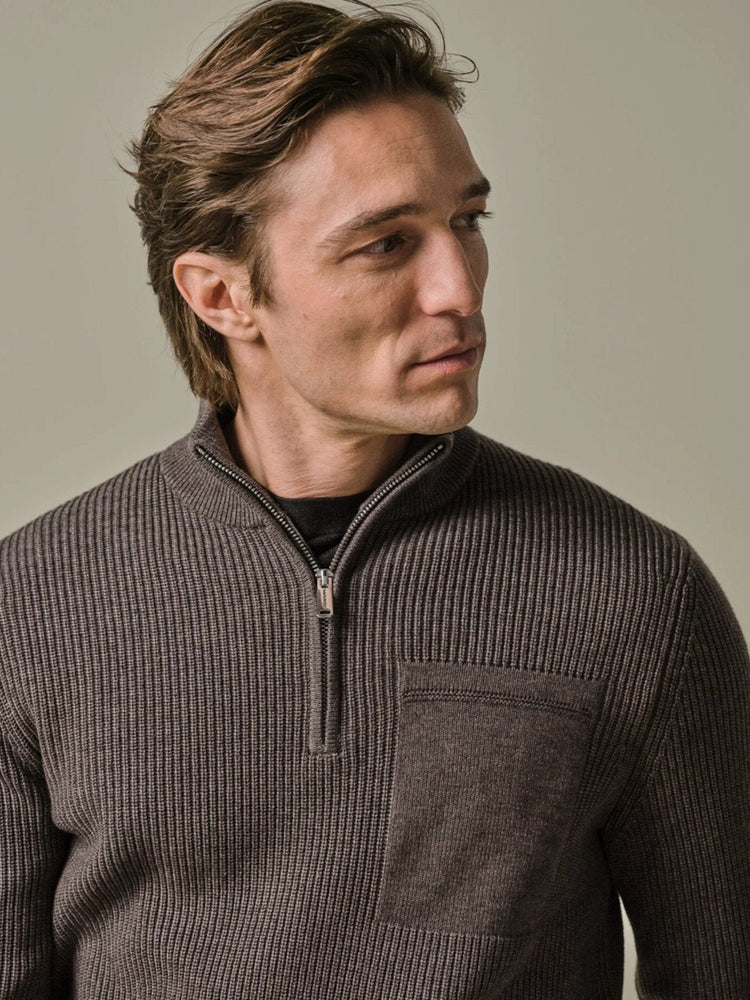 PROFUOMO - Half Zip Sweater Bruin Truien Profuomo 