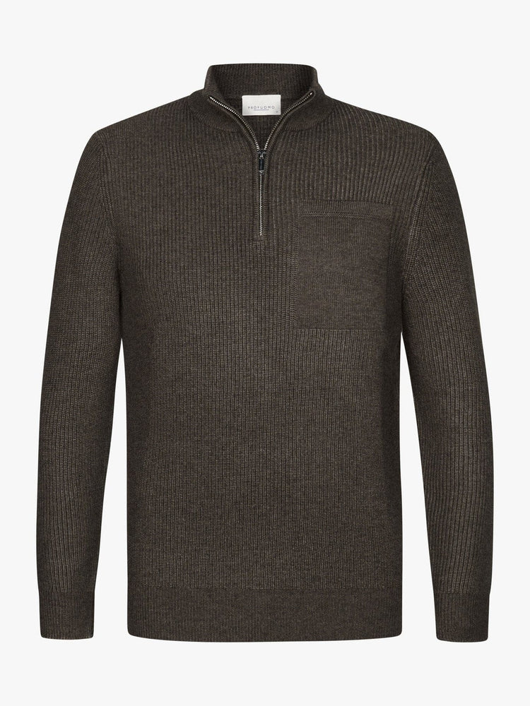 
                  
                    PROFUOMO - Half Zip Sweater Bruin Truien Profuomo 
                  
                