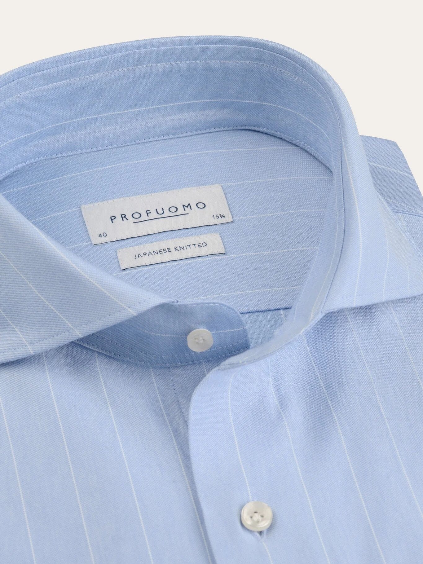 PROFUOMO - Hemd Japanese Knitted Blauw Gestreept Hemden Profuomo 