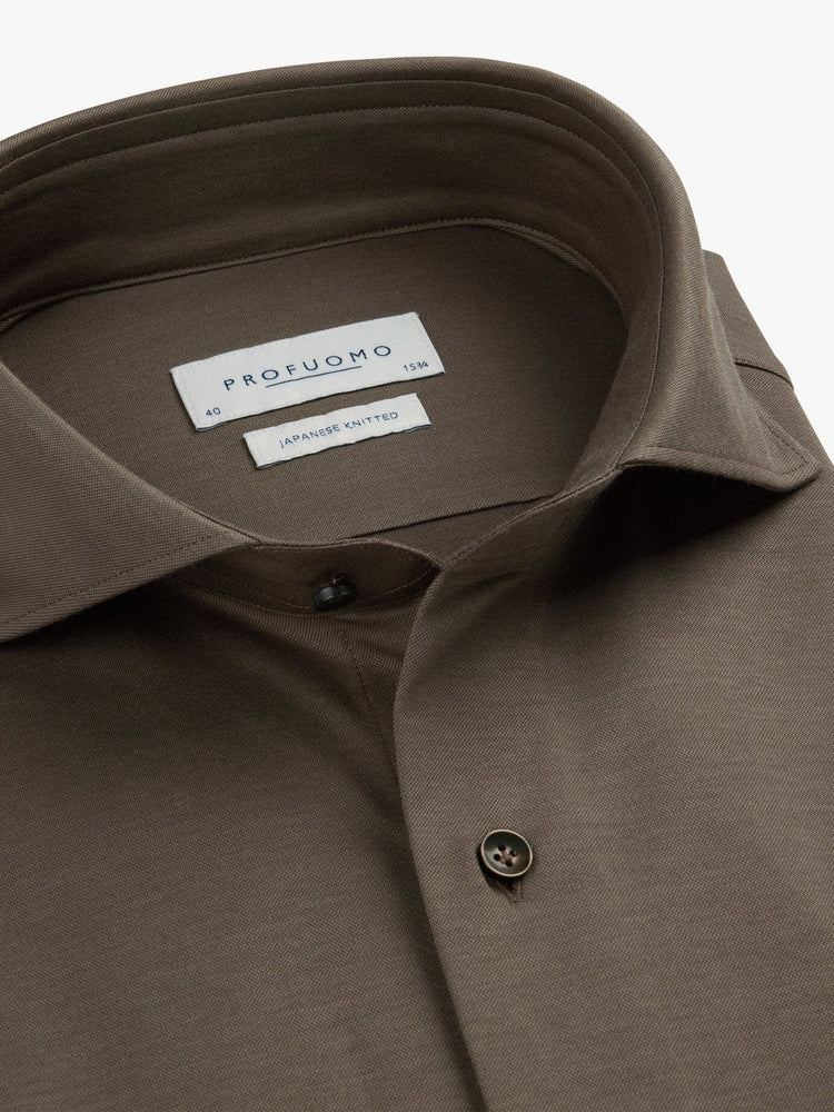 PROFUOMO - Hemd Japanese Knitted Bruin Hemden Profuomo 