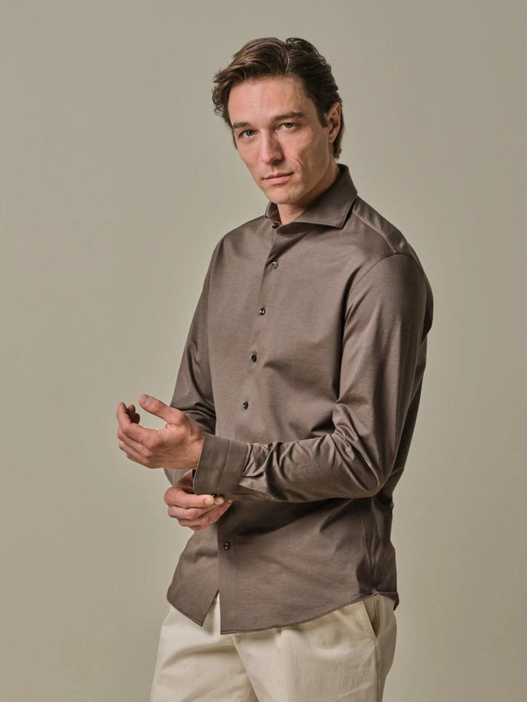
                  
                    PROFUOMO - Hemd Japanese Knitted Bruin Hemden Profuomo 
                  
                