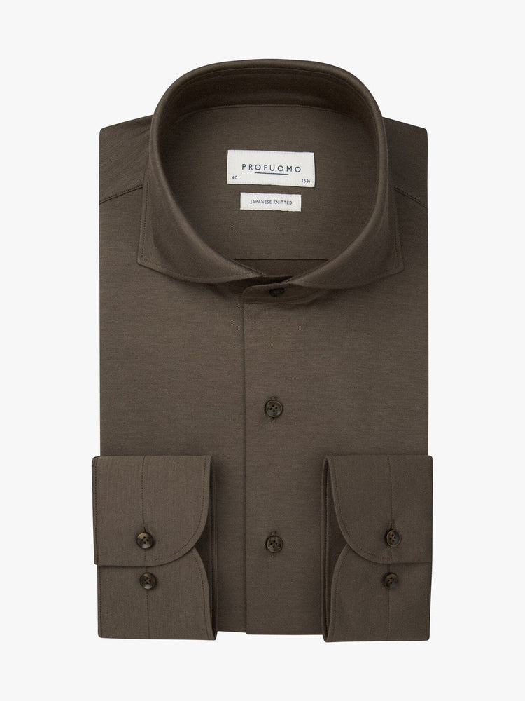 PROFUOMO - Hemd Japanese Knitted Bruin Hemden Profuomo 