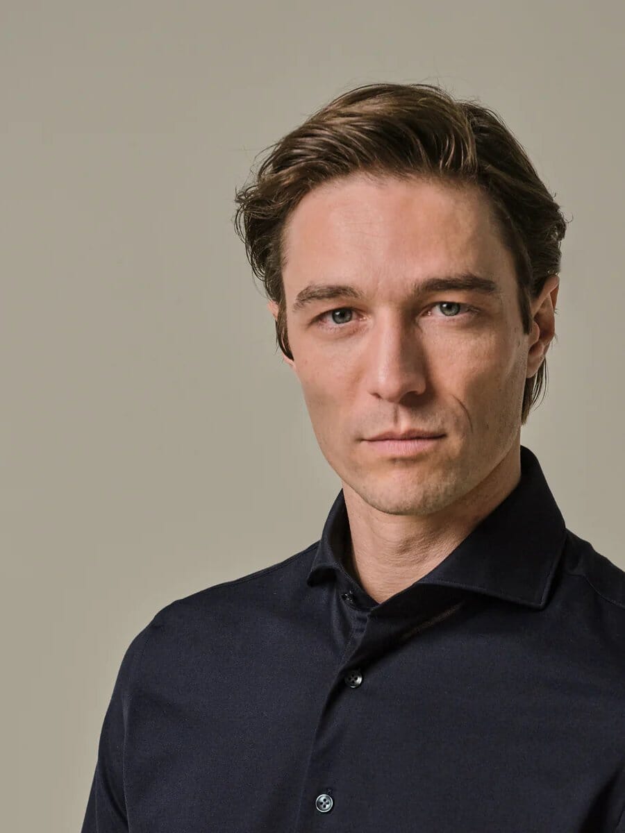 
                  
                    PROFUOMO - Hemd Japanese Knitted Donkerblauw Hemden Profuomo 
                  
                