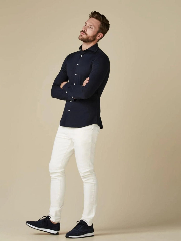 
                  
                    PROFUOMO - Hemd Japanese Knitted Donkerblauw Hemden Profuomo 
                  
                