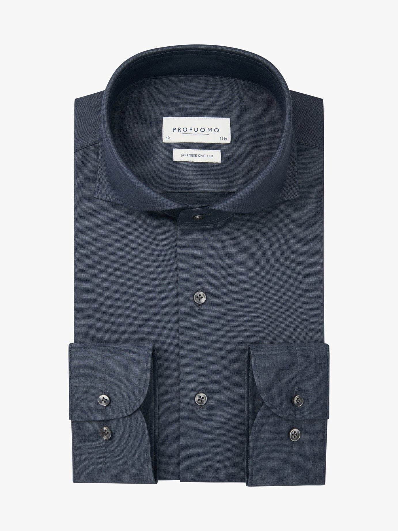 PROFUOMO - Hemd Japanese Knitted Grijsblauw Hemden Profuomo 