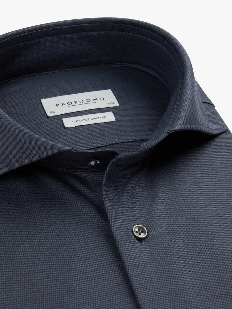PROFUOMO - Hemd Japanese Knitted Grijsblauw Hemden Profuomo 