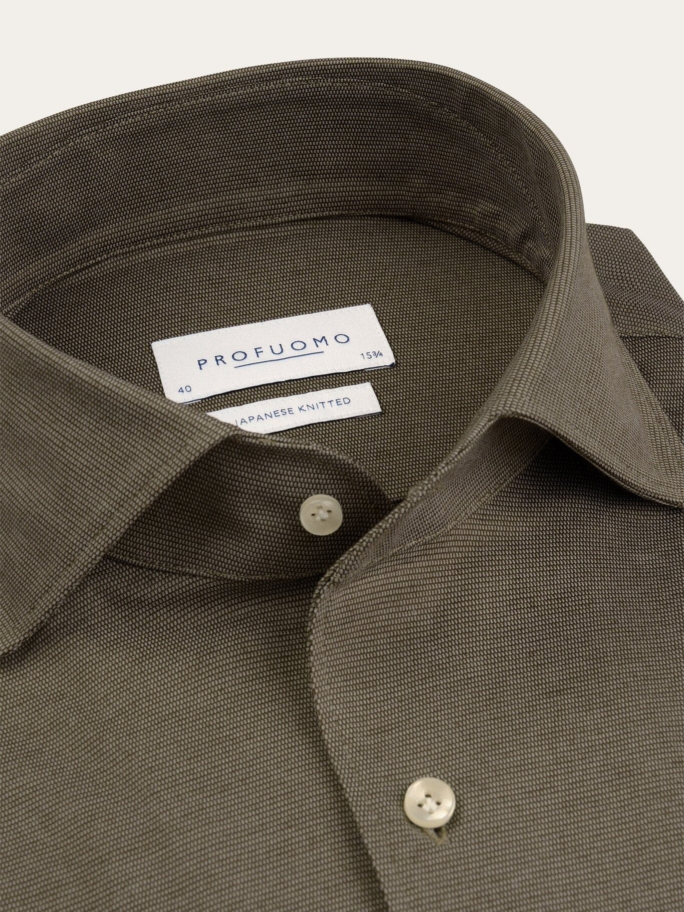PROFUOMO - Hemd Japanese Knitted One Piece Collar Taupe Hemden Profuomo 