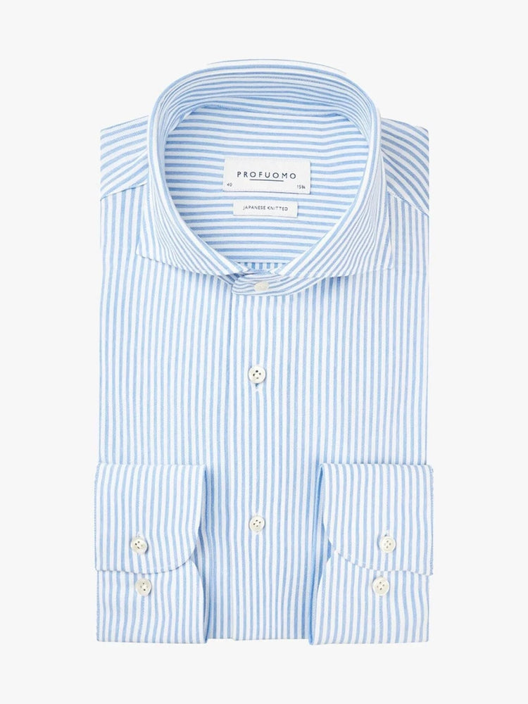 
                  
                    PROFUOMO - Hemd Japanese Knitted Pinstripe Lichtblauw Hemden Profuomo 
                  
                