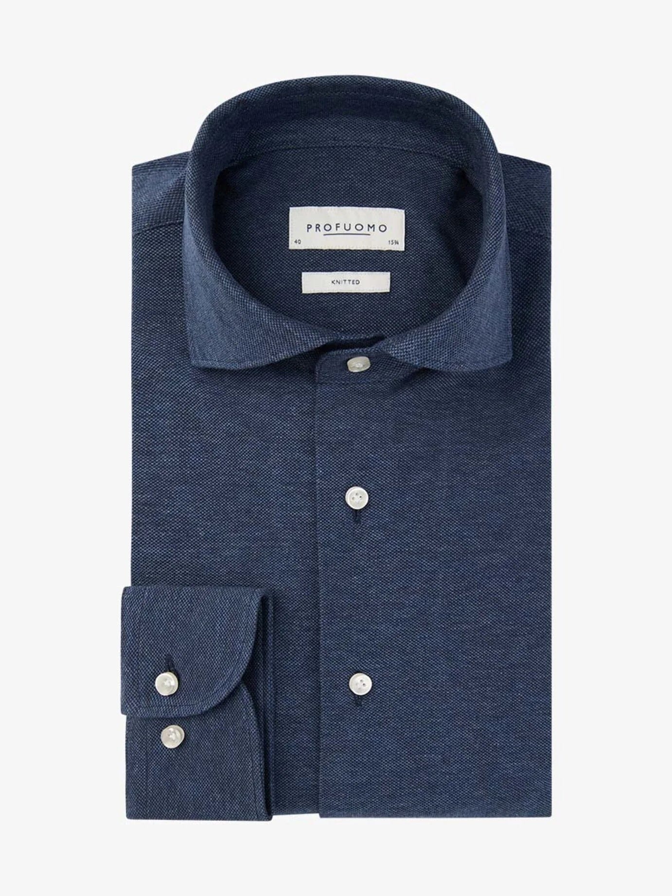 PROFUOMO - Hemd Knitted Blauw Hemden Profuomo 