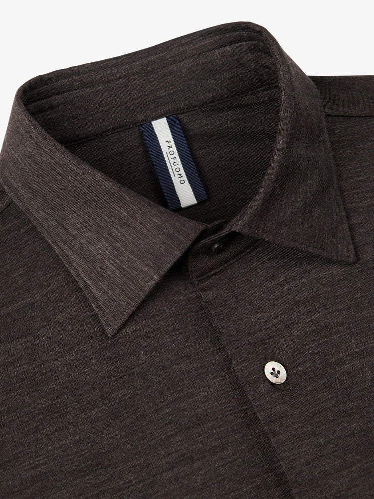 PROFUOMO - Hemd Merino Donkerbruin Hemden Profuomo 
