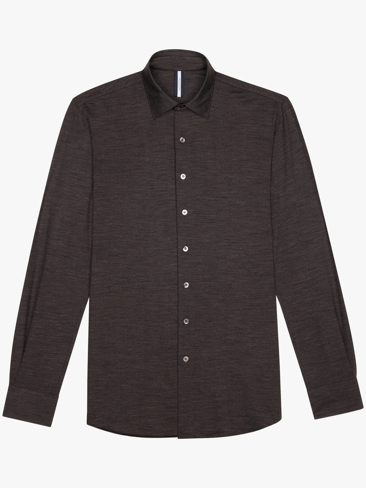PROFUOMO - Hemd Merino Donkerbruin Hemden Profuomo 