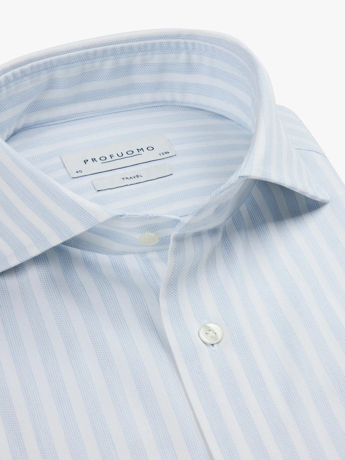 PROFUOMO - Hemd Travel Wit/Lichtblauw Hemden Profuomo 