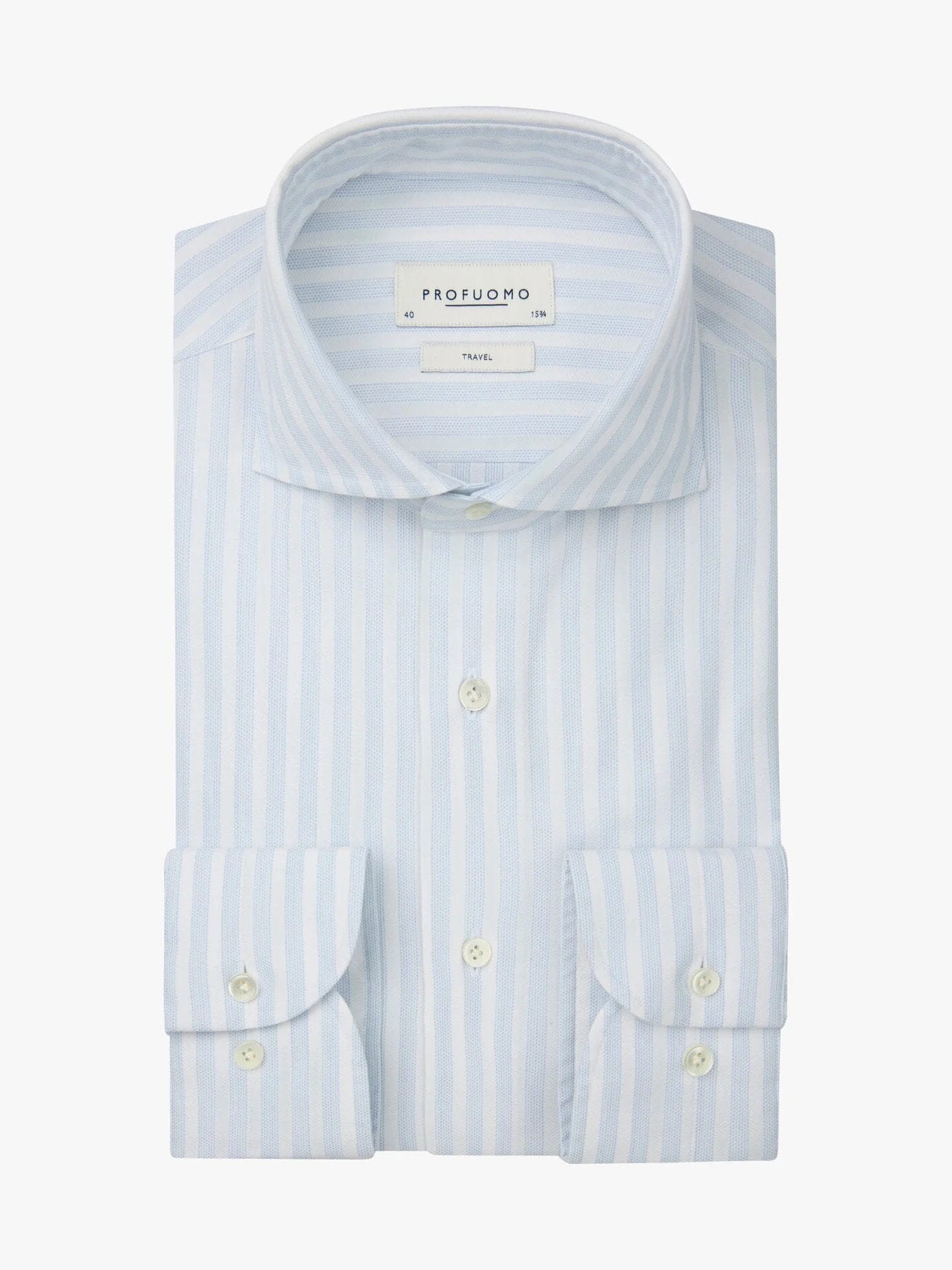 PROFUOMO - Hemd Travel Wit/Lichtblauw Hemden Profuomo 