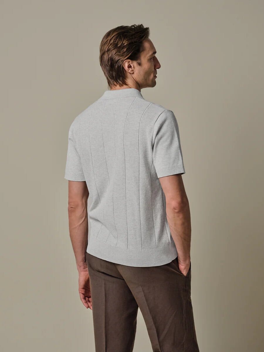 
                  
                    PROFUOMO - Light Grey Aero Ease Stripe Polo Polo's Profuomo 
                  
                