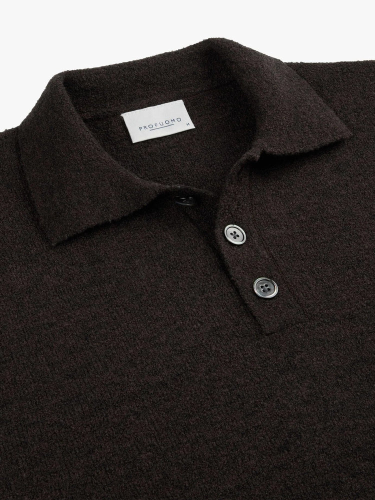 
                  
                    PROFUOMO - Longsleeve Polo Boiled Wool Donkerbruin Truien Profuomo 
                  
                