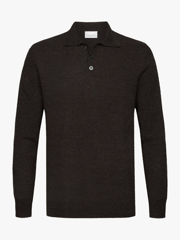 
                  
                    PROFUOMO - Longsleeve Polo Boiled Wool Donkerbruin Truien Profuomo 
                  
                