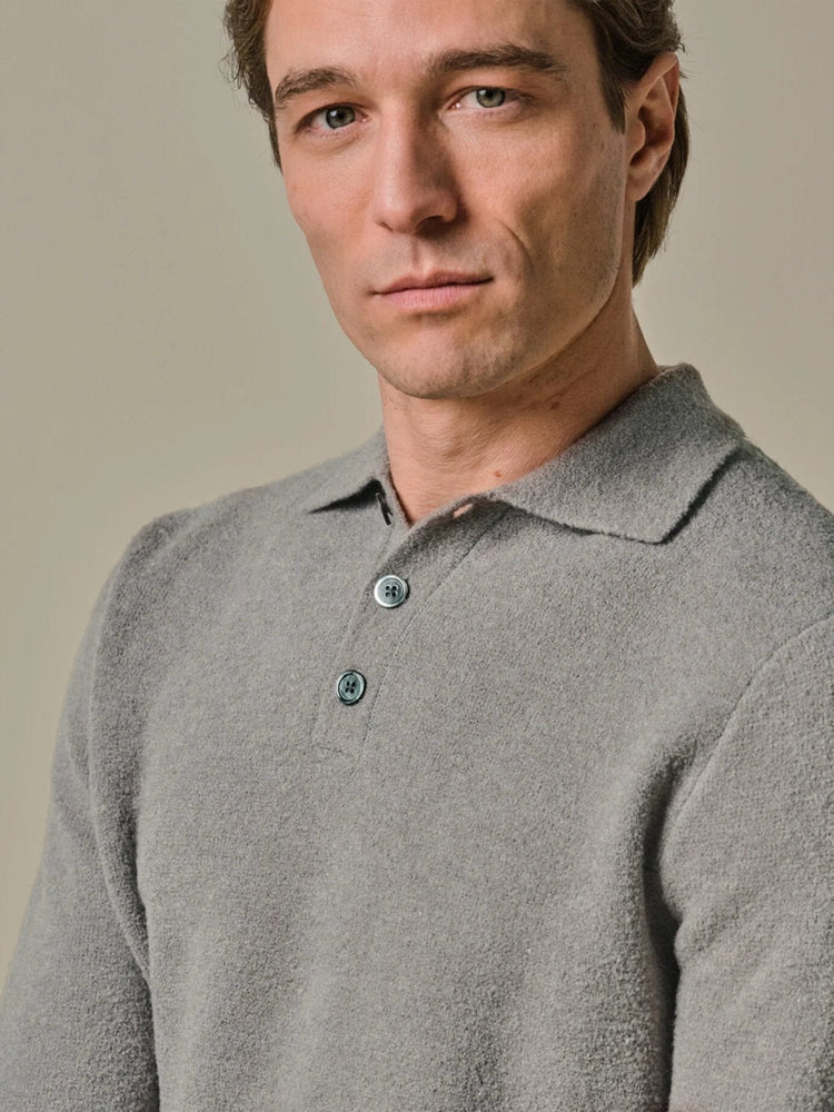 PROFUOMO - Longsleeve Polo Boiled Wool Grijs Truien Profuomo 