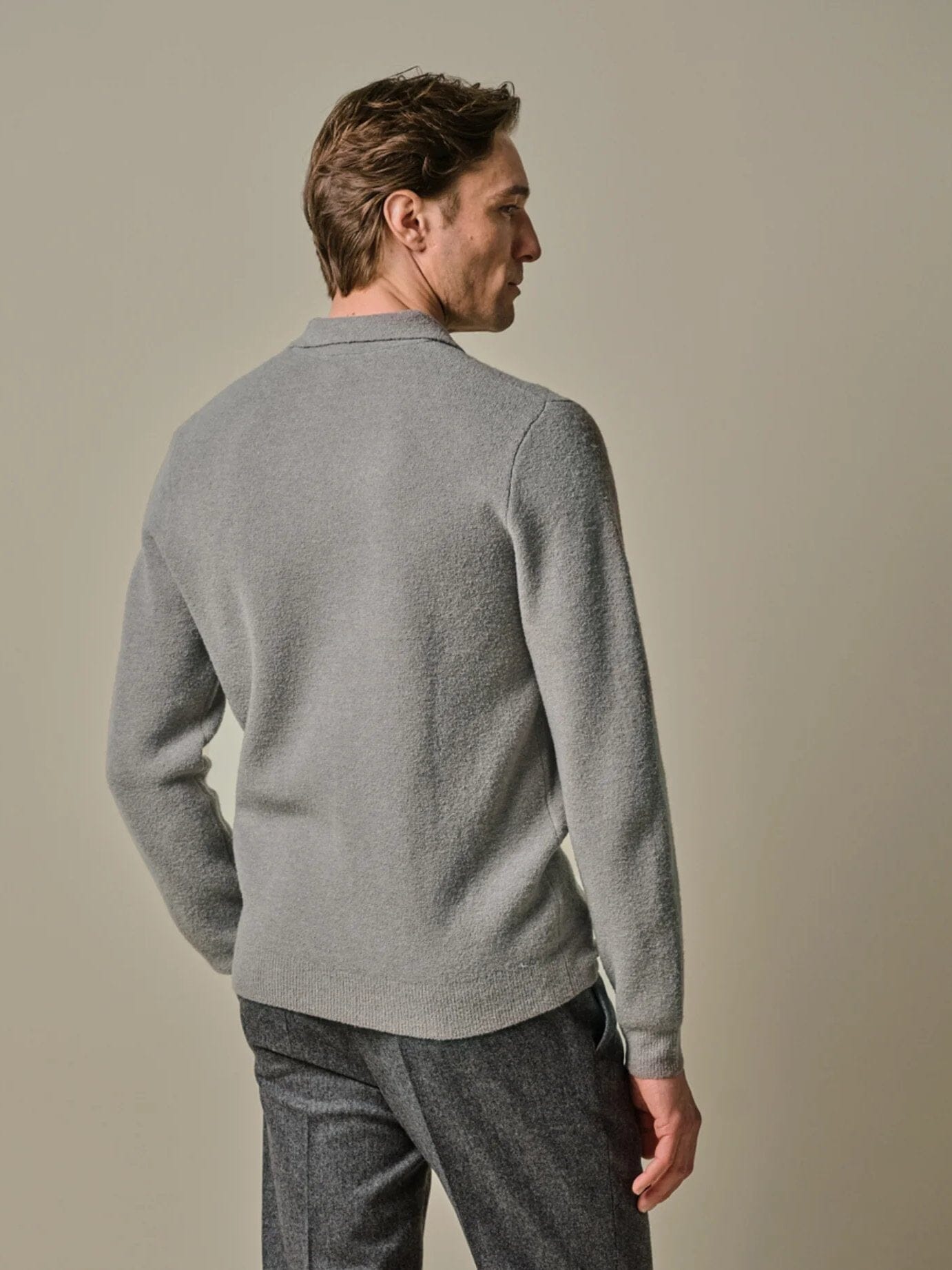 
                  
                    PROFUOMO - Longsleeve Polo Boiled Wool Grijs Truien Profuomo 
                  
                