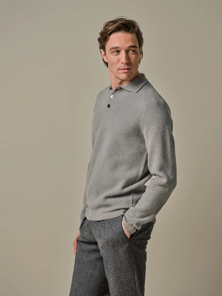 PROFUOMO - Longsleeve Polo Boiled Wool Grijs Truien Profuomo 
