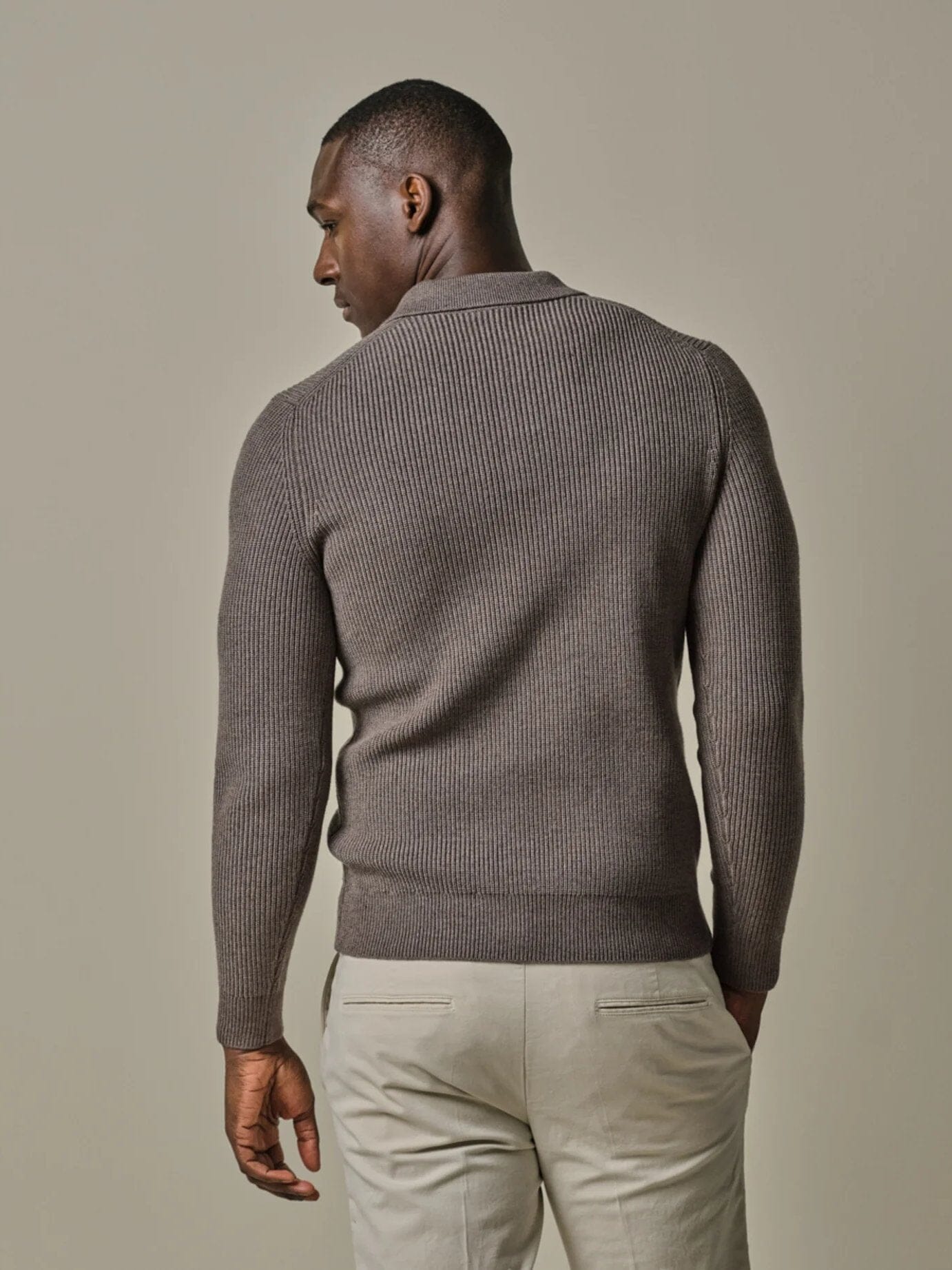 PROFUOMO - Longsleeve Polo Bruin Truien Profuomo 
