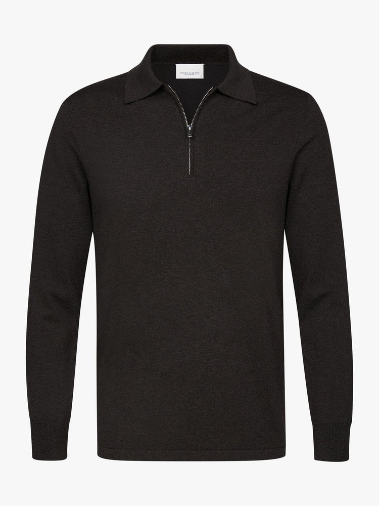 
                  
                    PROFUOMO - Longsleeve Zip Polo Bruin Truien Profuomo 
                  
                