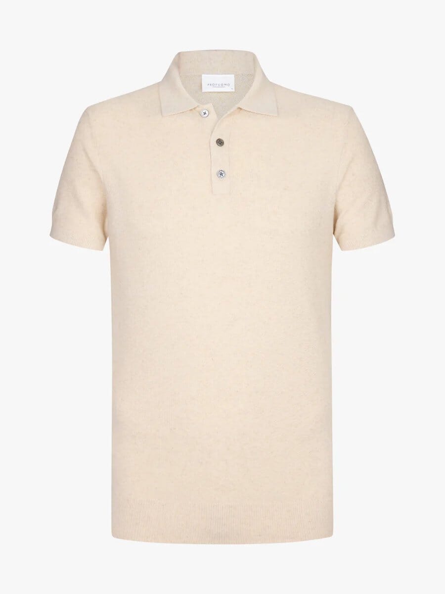 PROFUOMO - Off White Cotton Linen Polo Polo's Profuomo 