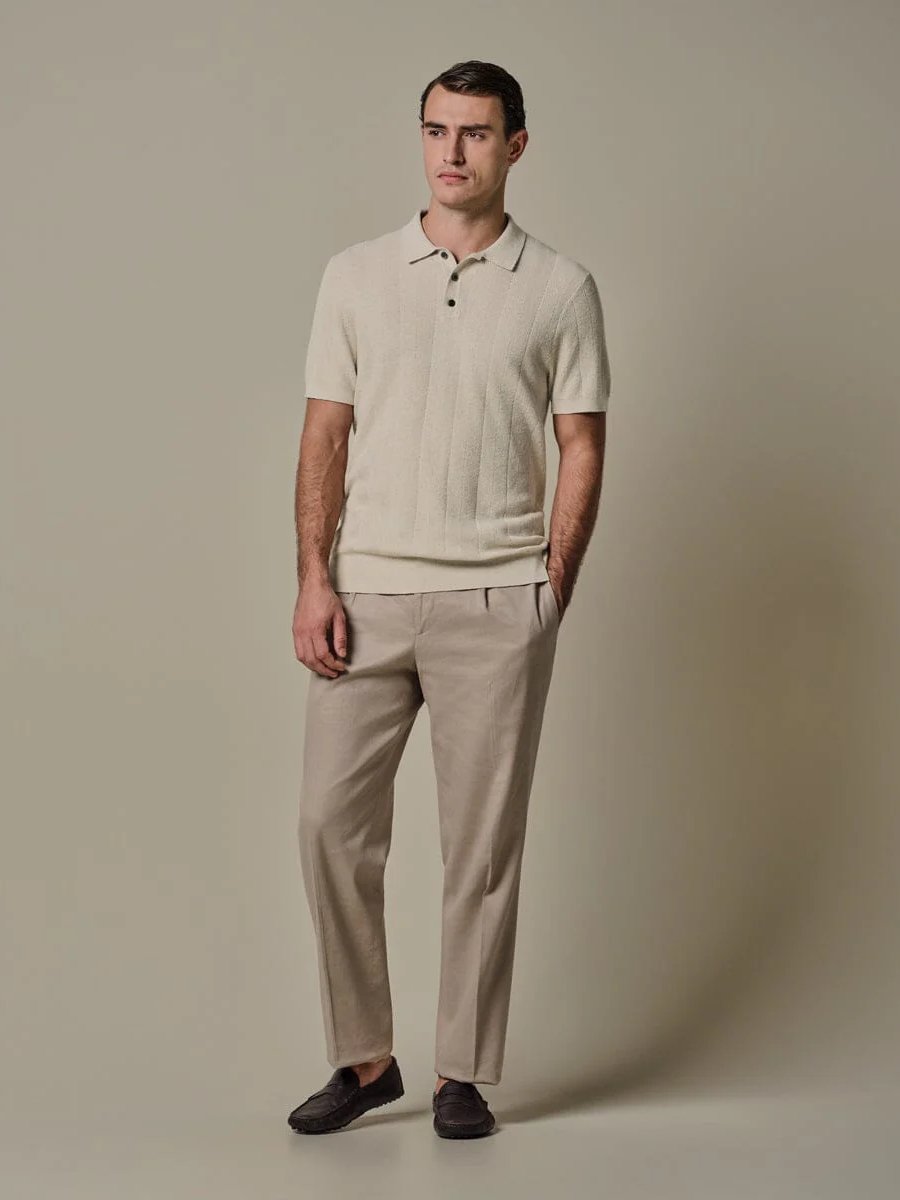 
                  
                    PROFUOMO - Off-white cotton linen polo Polo's Profuomo 
                  
                